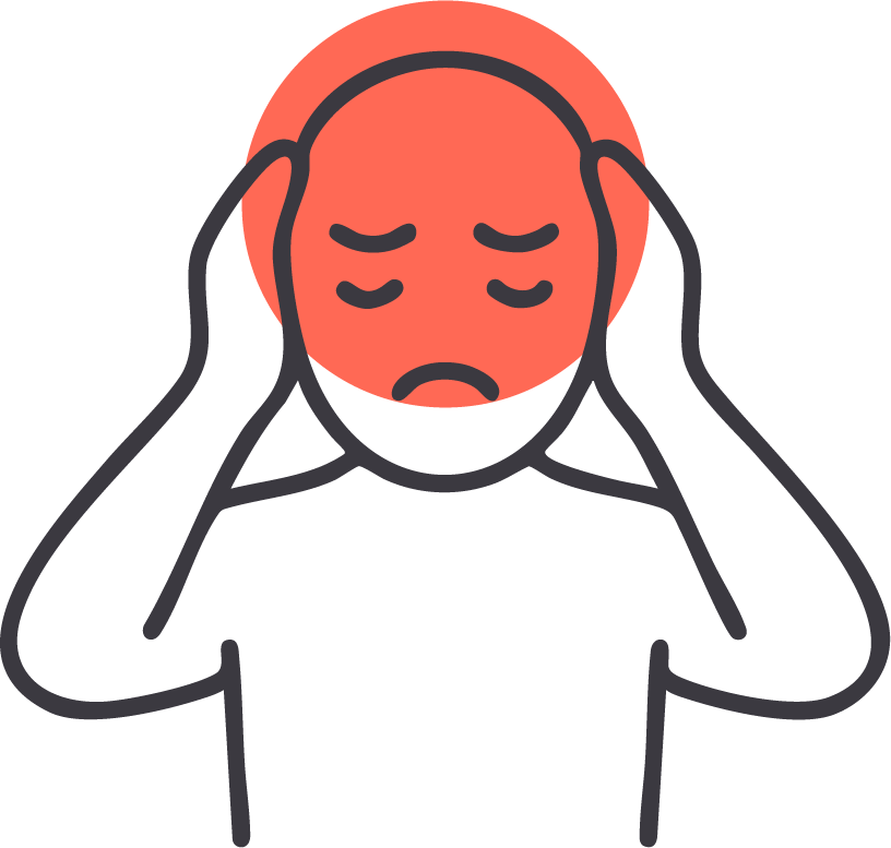 Person holding head in pain