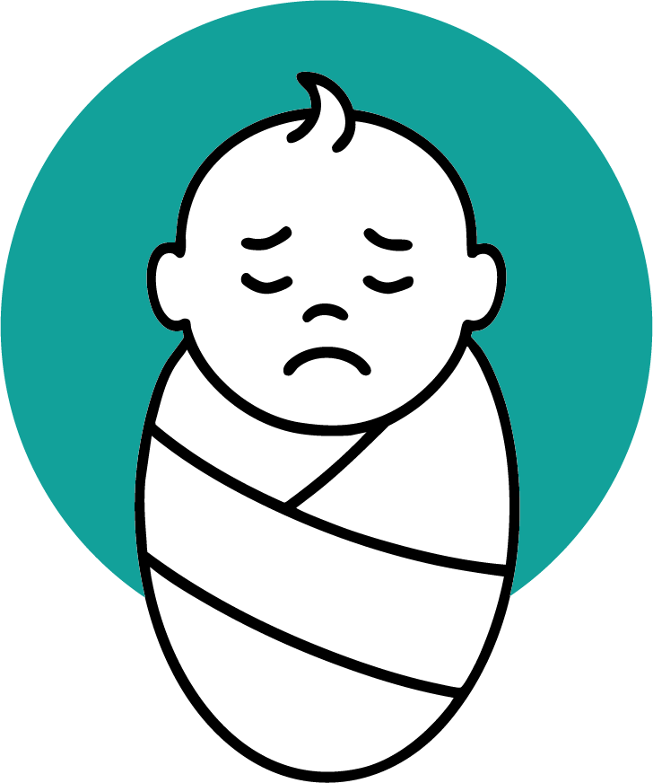 Silhouette of a baby with round background