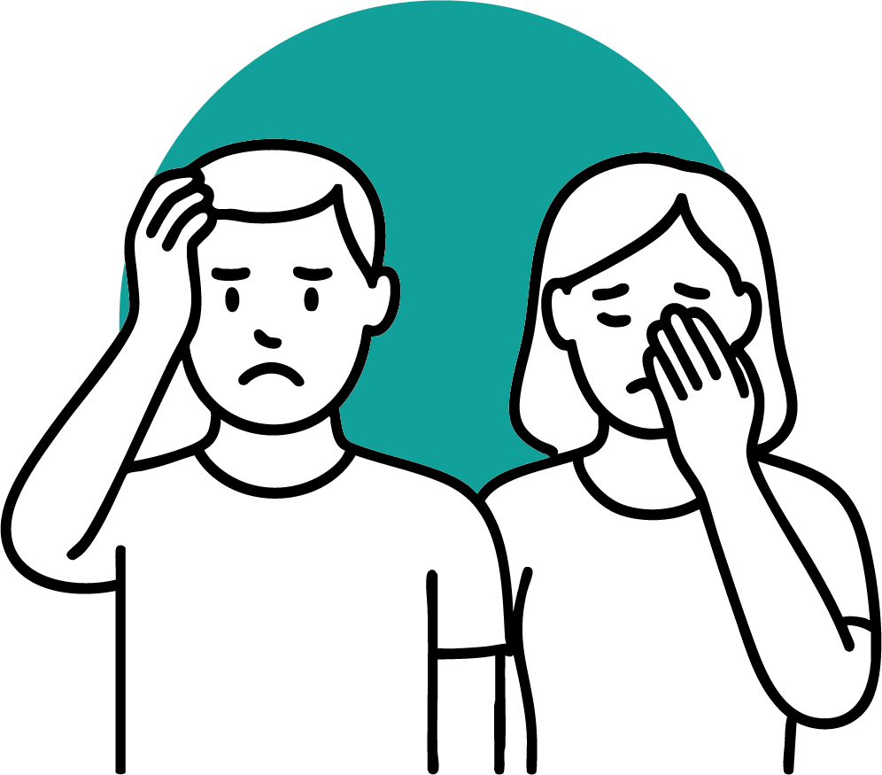 Silhouettes of two people together